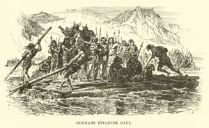 Les Germains envahissant la Gaule - French School