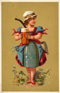 Fille tenant un grand verre de bière - French School
