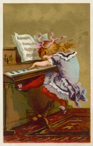 Fille jouant du piano - French School