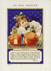 Fille jouant avec des poupées roulantes, Poupee - French School
