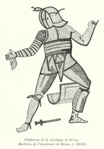 Gladiateur de la mosaïque de Reims (gravure) - French School