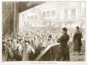 Aller à la distribution de nourriture, illustration de l