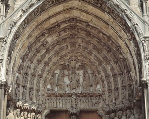 Art gothique : Tympan de la baie centrale du portail sud de la Basilique Notre-Dame de Chartres - French School