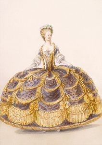 Robe appropriée pour une présentation à la cour, planche de Galeries des Modes et Costumes Français, c.1778-87