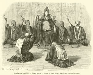 Grand-prêtre bouddhiste se faisant adorer - French School