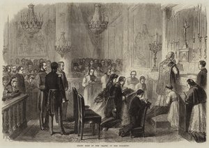 Grand-messe dans la chapelle des Tuileries (gravure) - French School