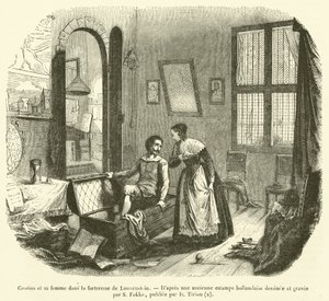 Grotius et sa femme dans la forteresse de Louvenstein - French School