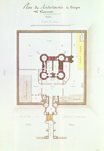 Plan du rez-de-chaussée de la prison de Vincennes, 1810 - French School