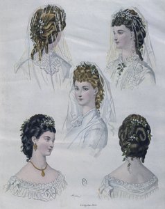 Coiffures, illustration de La Mode illustrée, 1872 - French School