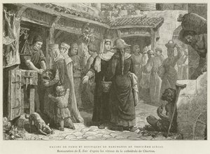 Halles De Paris Et Boutiques De Marchands Au Treizième Siècle - French School