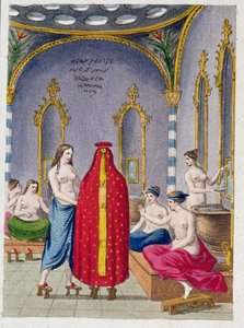 Hammam en Turquie, planche illustrée de Moeurs, usages et costumes des ottomans par A. Castellan, Paris, vers 1810 - French School