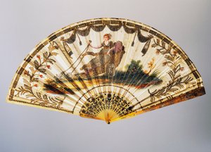 Éventail avec Vénus sur son char, feuille de soie peinte
