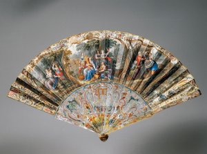 Éventail à main avec allégories des quatre saisons - French School