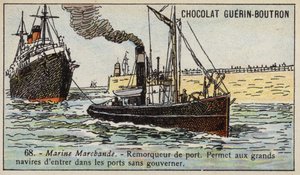Remorqueur de port (chromolithographie) - French School