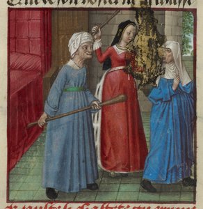 Miniature de Beauté et Laideur combattant Chasteté du Roman de la Rose, c.1490-1500 - French School