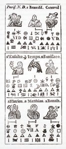 Caractères hiéroglyphiques dans un almanach - French School
