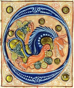 Initiale historiée O représentant un griffon - French School