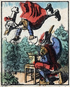 Histoire du Dr. Pulcinella (Polichinelle). Gravure sur bois d