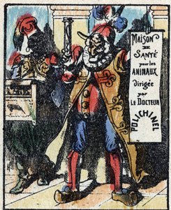 Histoire du Dr. Pulcinella (Polichinelle). Gravure sur bois de l