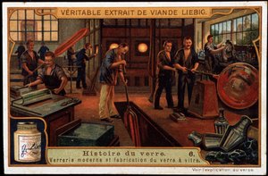 Histoire du verre : Verrerie moderne et fabrication du verre à la fin du XIXe siècle. Chromolithographie Liébig de la fin du XIXe siècle - French School