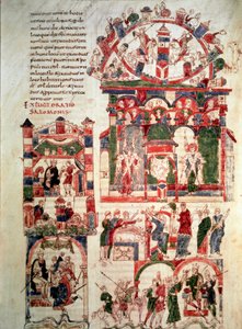 Histoire de la vie du roi Salomon Page de la Bible de Noailles (ou Bible de Sant Pere de Roda ou Saint Pierre de Rodas) 10e ou 11e siècle Paris, B.N. - French School