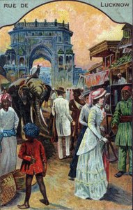 Histoire du tourisme : Touristes occidentaux dans une rue de Lucknow, Inde