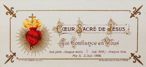 Carte sainte, dédiée au Sacré-Cœur, 1906 - French School