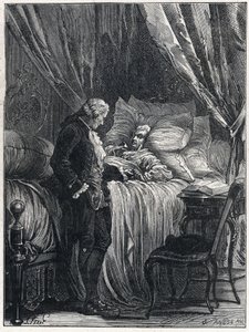 Honoré Gabriel Riqueti, comte de Mirabeau (1749-1791) sur son lit de mort avec son médecin, Georges Cabanis (1757-1808) en 1791