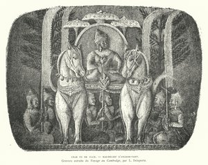 Char tiré par des chevaux, bas-relief du temple d