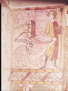Cavalier tenant les rênes de trois chevaux, du Mur Nord, vers 1265