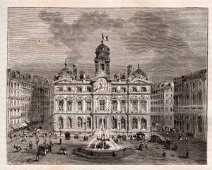 Hôtel de Ville de Lyon - gravure dans "La France illustrée : géographie, histoire, administration statistique" par V.A. Malt-Brown. 1884 - French School