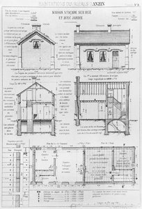 Maisons pour travailleurs à Anzin, planche 9 des habitations ouvrières en tous pays, situation en 1878, Avenir par Emile Muller et Emile Cacheux, Paris, publié en 1879