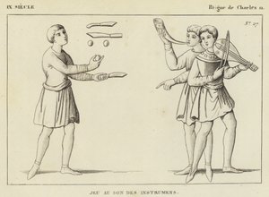 IX Siècle, Règne de Charles II, Jeu au Son des Instruments (gravure) - French School