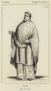 IXe Siècle, Règne de Charles II, Odon, Abbé de Cluny (gravure) - French School