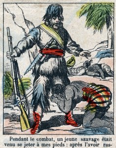 Illustration pour le livre de Daniel Defoe « Robinson Crusoé ». Imagerie d