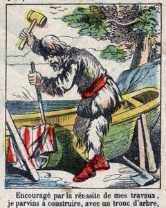 Illustration pour le livre de Daniel Defoe "Robinson Crusoé". Imagerie d