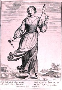 Illustration représentant une bergère - French School