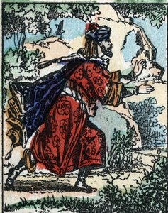 Illustration pour les Contes des Mille et Une Nuits. Ali Baba. Gravure sur bois de l