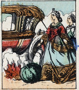 Illustration du conte de Charles Perrault « Cendrillon ou La Petite Pantoufle de verre ». Gravure sur bois d