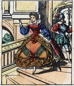 Illustration du conte de Charles Perrault "Cendrillon ou La Petite Pantoufle de verre". Gravure sur bois de l