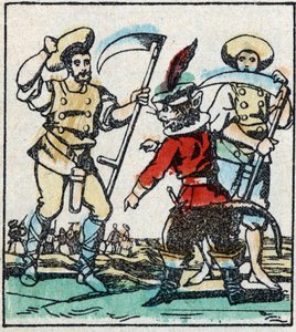 Illustration du conte de Charles Perrault « Le Chat botté ». Gravure sur bois d