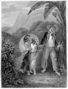Illustration de "Paul et Virginie". Roman par Henri Bernardin de Saint Pierre, écrivain français (1737-1814). - French School