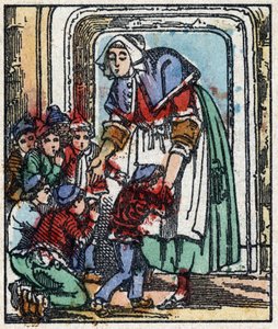 Illustration du conte « Le Petit Poucet » de Charles Perrault. Gravure sur bois de l