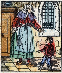 Illustration du conte "Le Petit Poucet" de Charles Perrault. Gravure sur bois de l