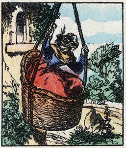 Illustration du conte « Raminagrobis et les souris » Gravure sur bois de l