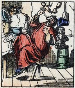Illustration du conte "Raminagrobis et les souris" Gravure sur bois de l