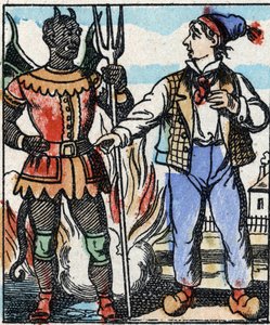 Illustration du conte « La Fourche du Diable ». Gravure sur bois de l