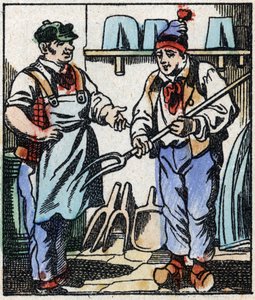 Illustration du conte « La Fourche du Diable ». Gravure sur bois de l