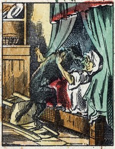 Illustration du conte « Le Petit Chaperon Rouge » de Charles Perrault. Gravure sur bois de l
