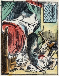 Illustration du conte "Le Petit Chaperon Rouge" par Charles Perrault. Gravure sur bois de l